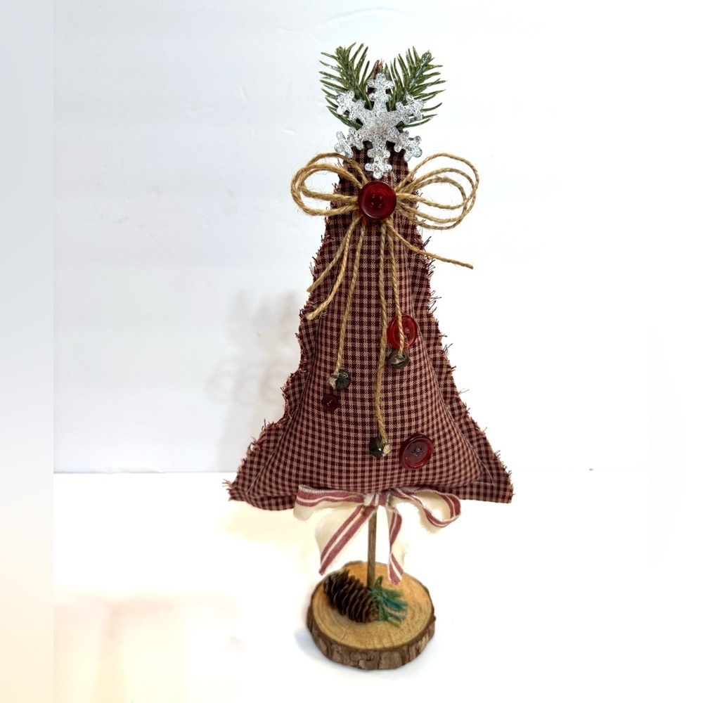 New Handmade OOAK 13” Red Plaid Country Christmas Tree